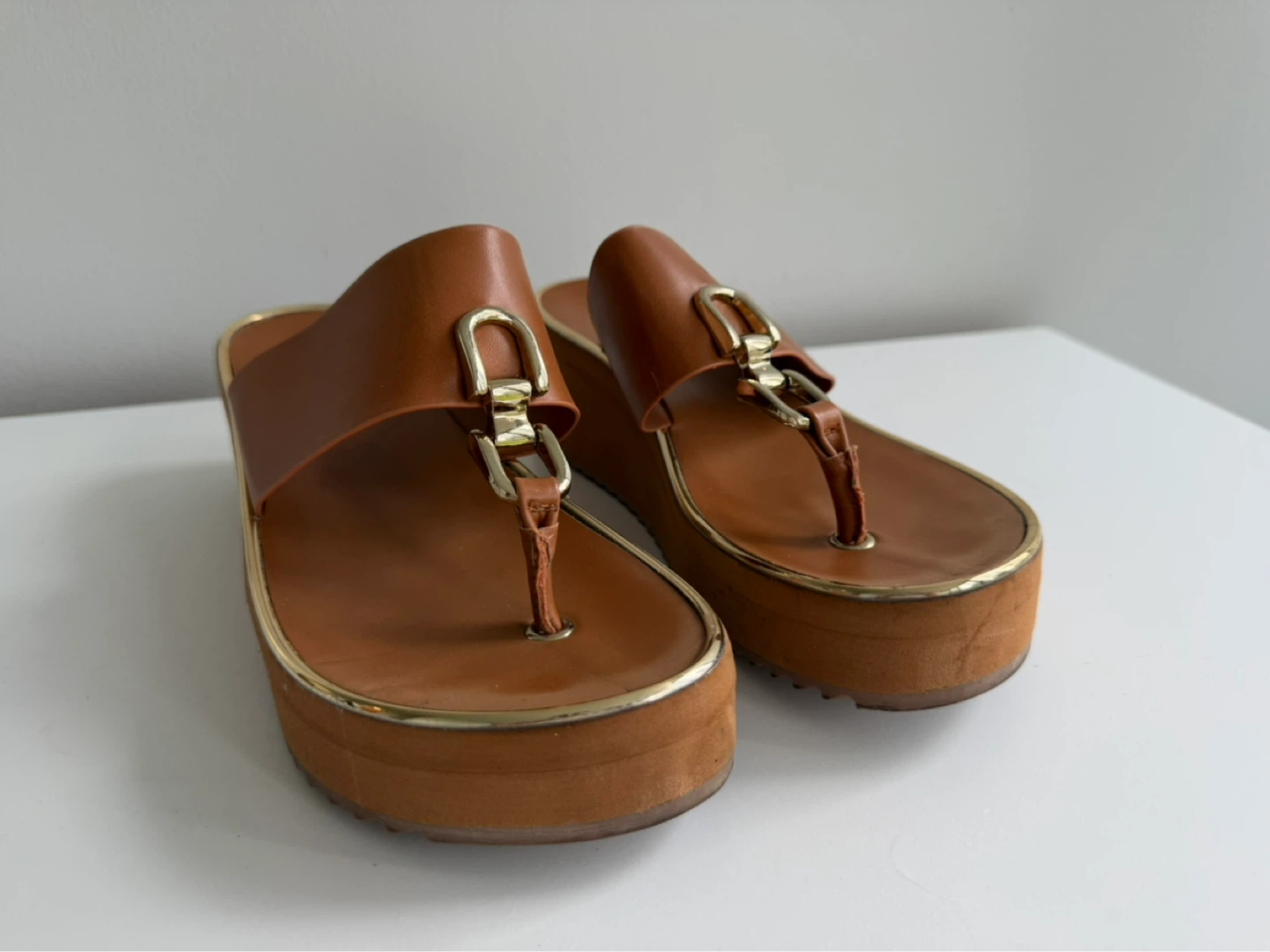 ALDO Wedge Thong Sandals - Brown