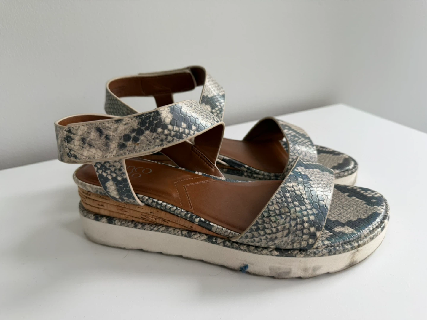 Franco Sarto Snake Print Wedge Sandals - Size 8.5 - photo 2