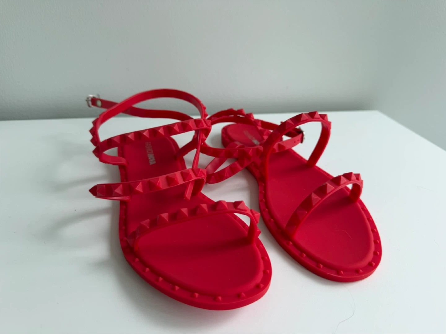 Fashion Nova Studded Red Jelly Sandals Size 9