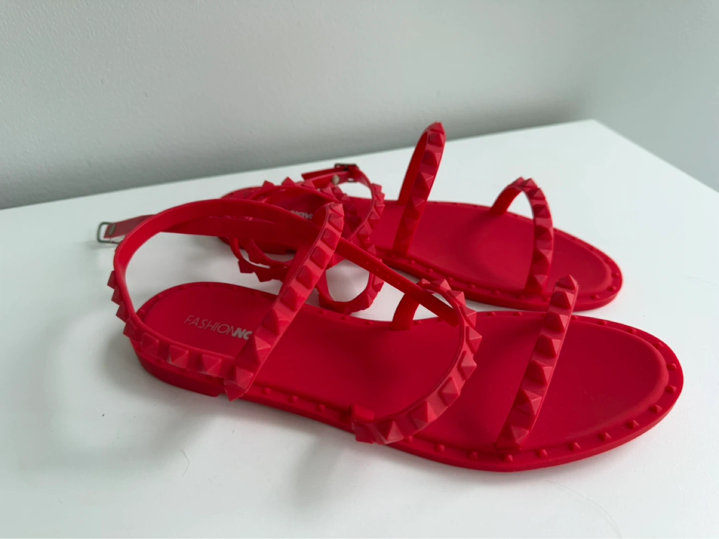 Fashion Nova Studded Red Jelly Sandals Size 9 - photo 2