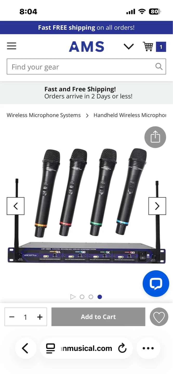 VocoPro UHF5805 Rechargeable Wireless Handheld Mic System