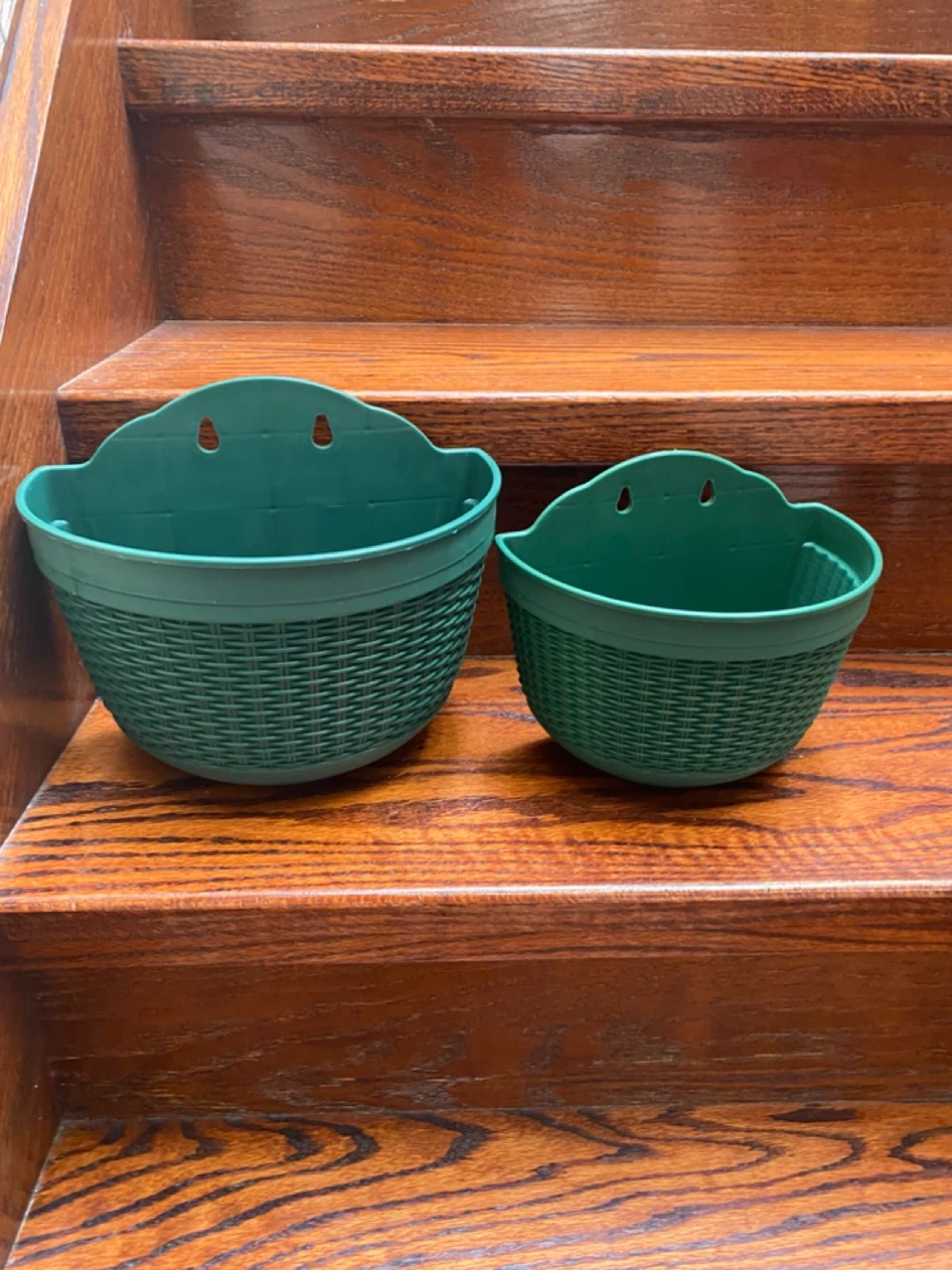 Set of 2 Green Plastic Wall Planters