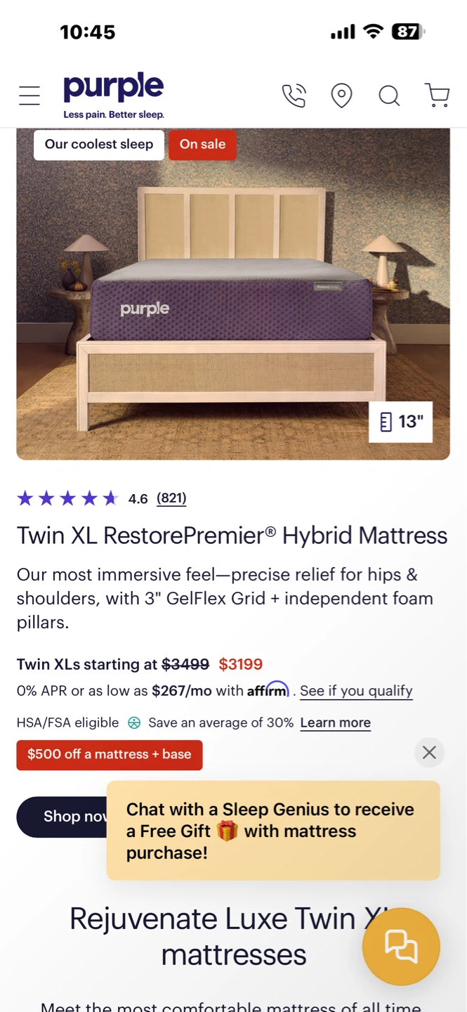 Purple Restore Premier Hybrid Mattress Twin XL - photo 4