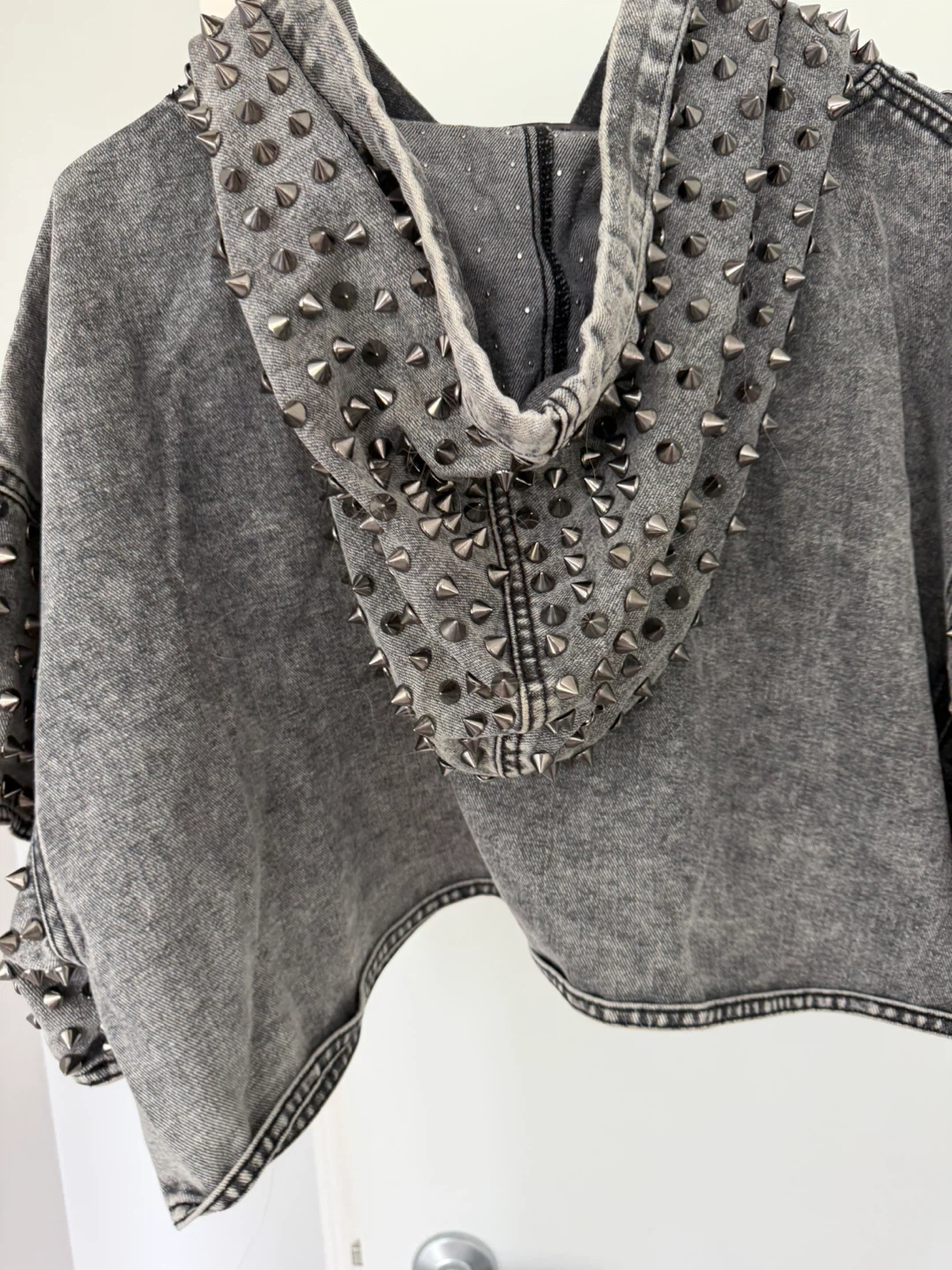 Spiked Denim Hoodie - XL - photo 2