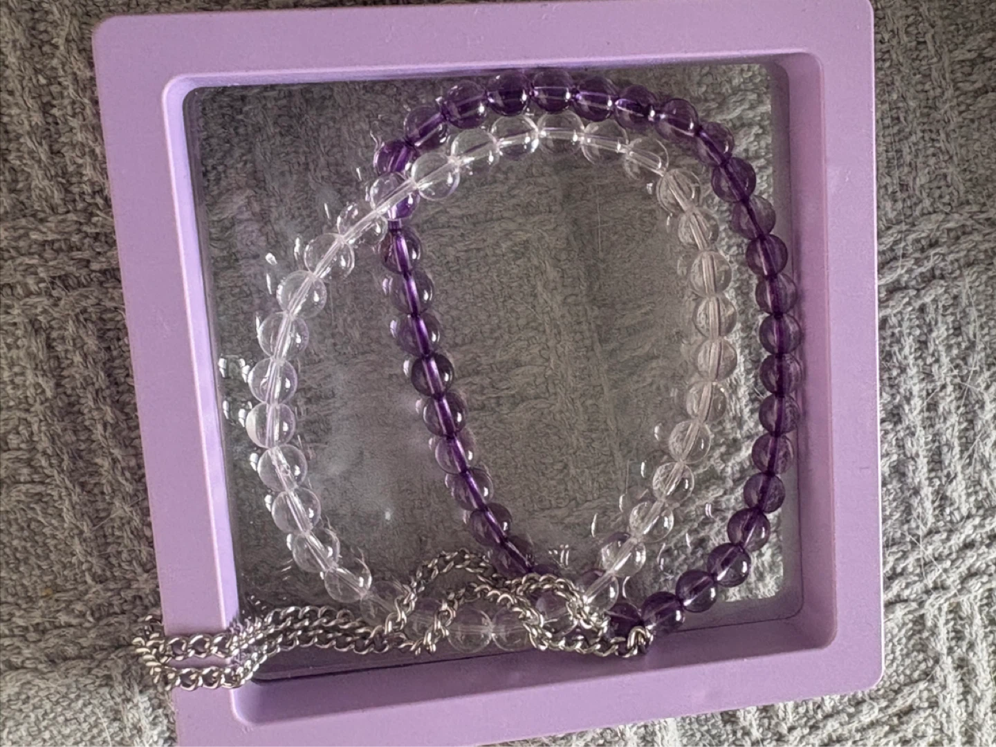 Purple & Clear Beaded Bracelet Set