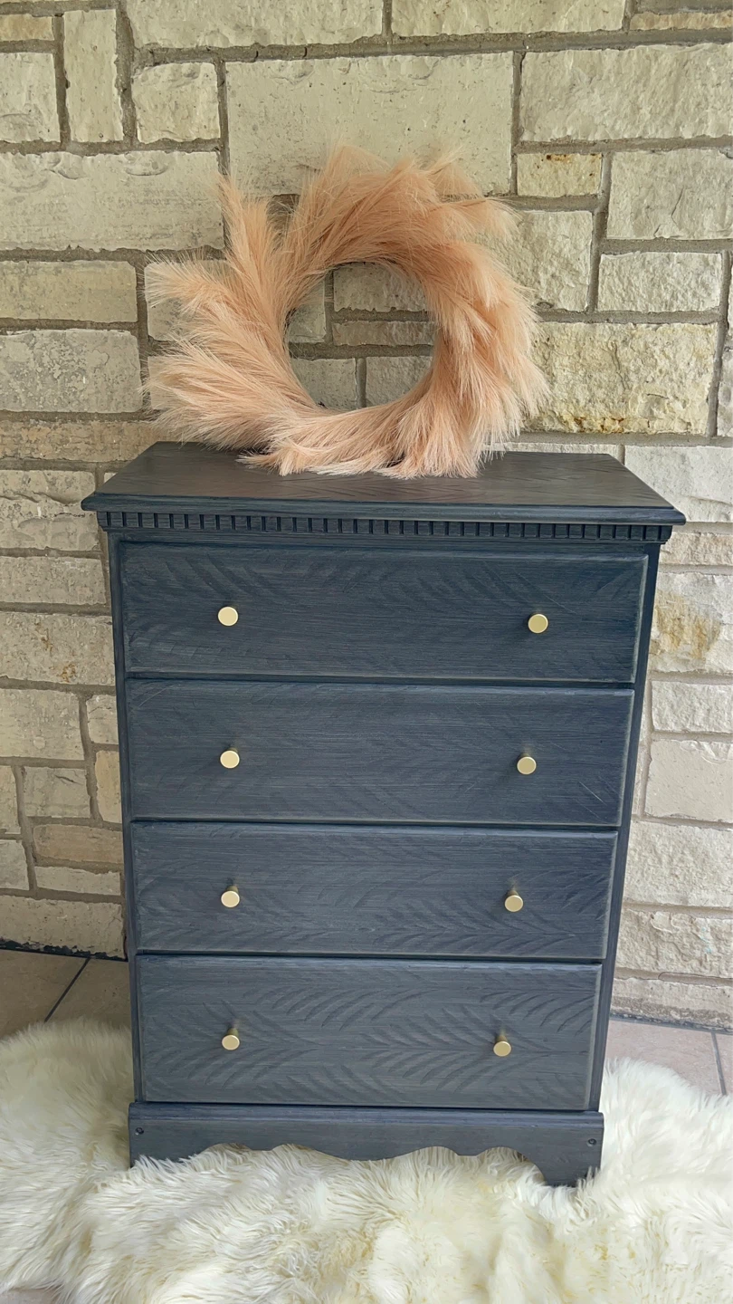 Wooden 4 drawers dresser redone in Brushed Gray/Gold
