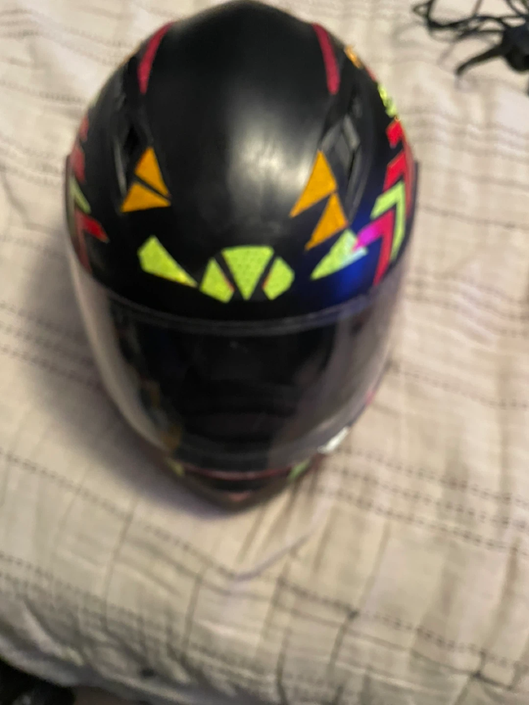 Black Full Face Motorcycle Helmet with Reflective Decals - photo 3