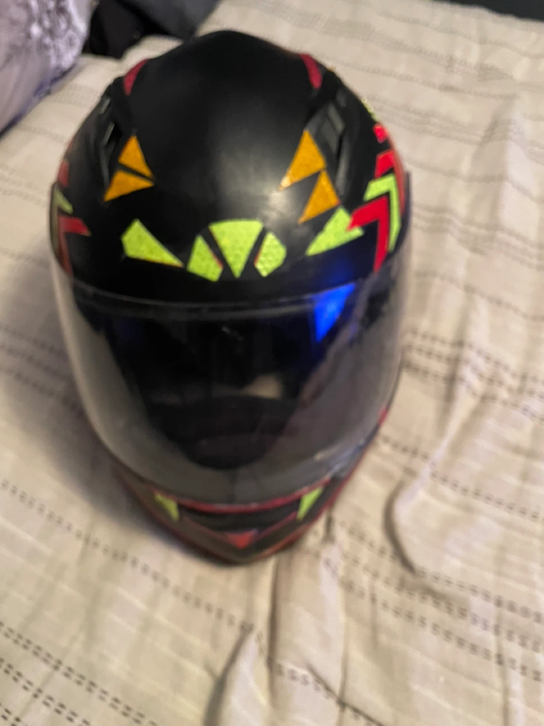 Black Full Face Motorcycle Helmet with Reflective Decals - photo 2
