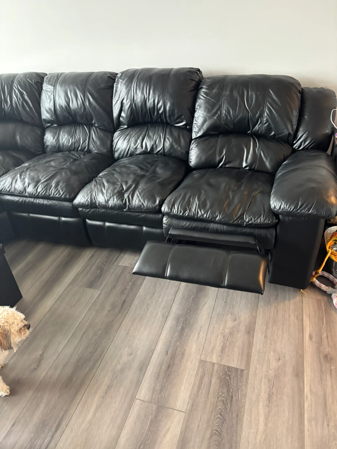 Black Leather Sectional Sofa with Recliners - photo 2