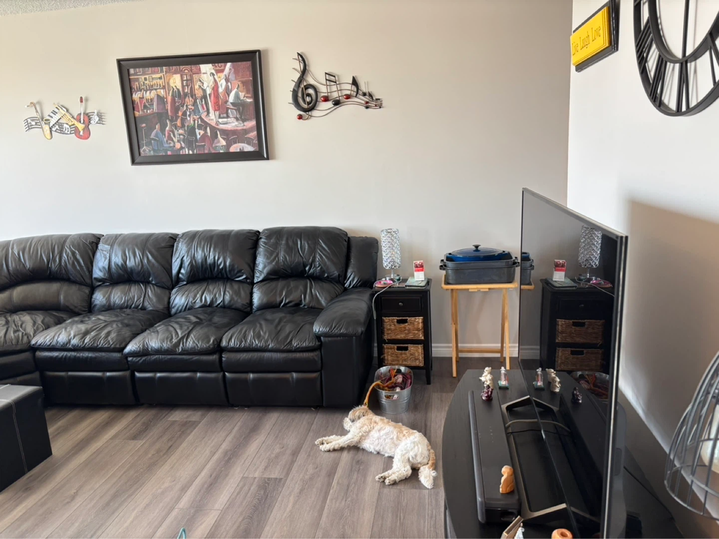 Black Leather Sectional Sofa with Recliners - photo 4