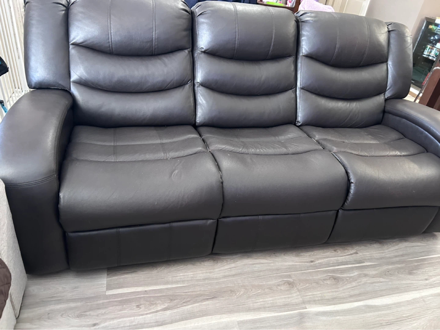 Black Leather Reclining Sofa