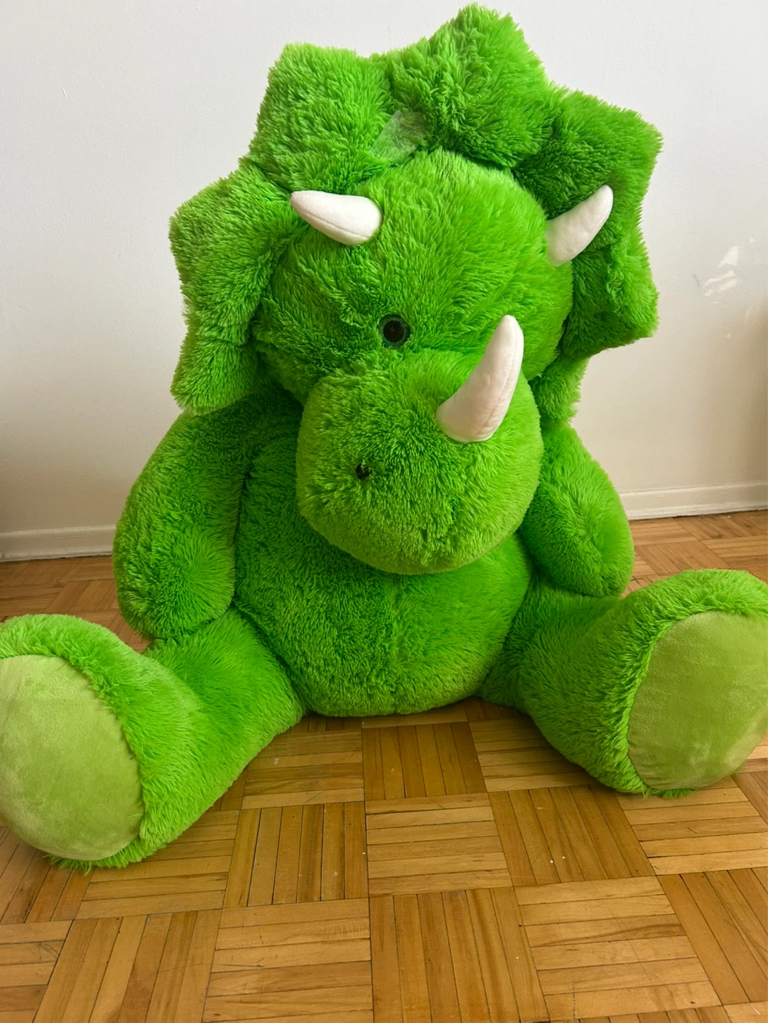 Large Green Plush Triceratops Dinosaur Stuffed Animal - photo 3