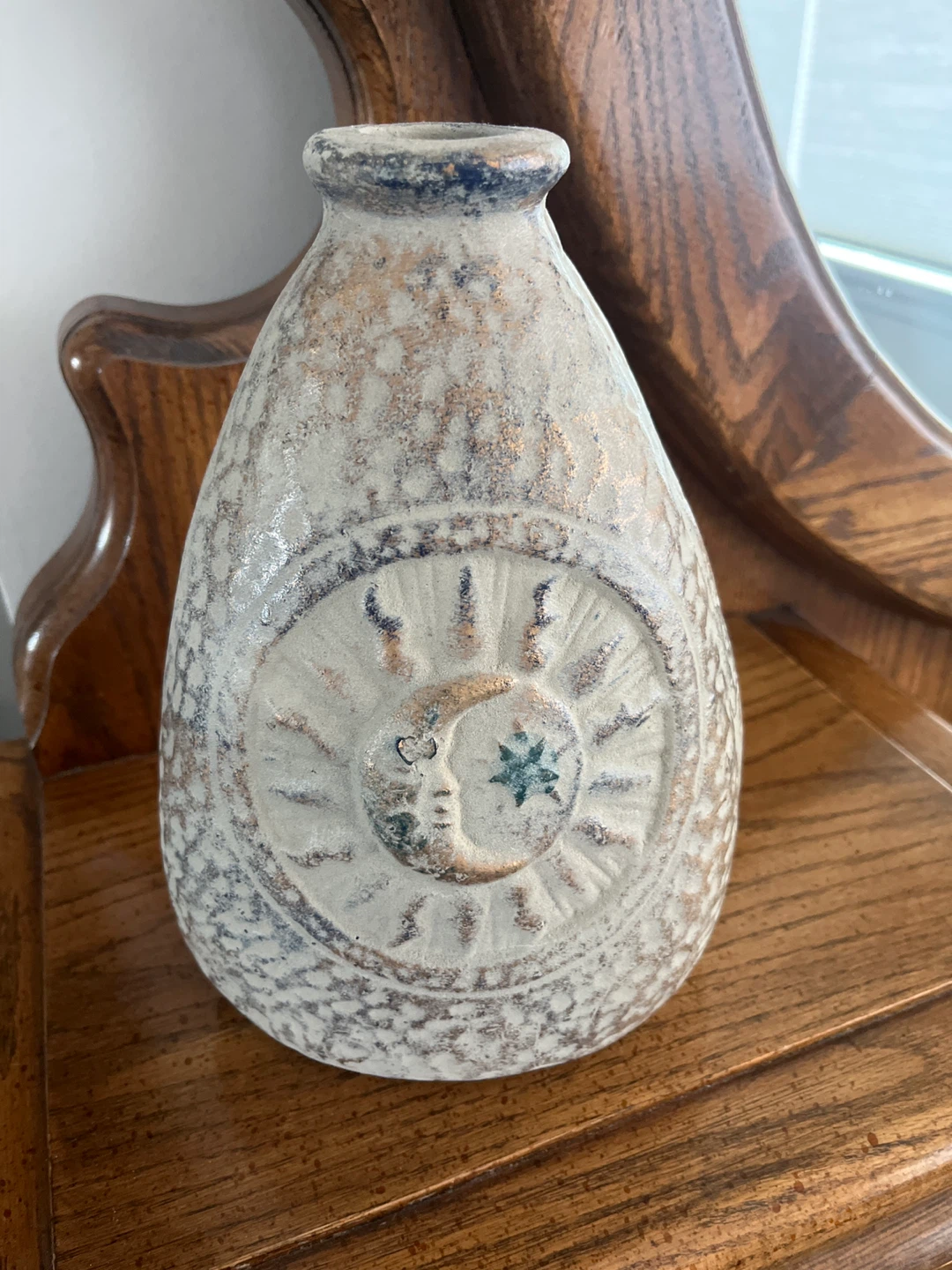 Decorative Ceramic Vase with Sun and Moon Design