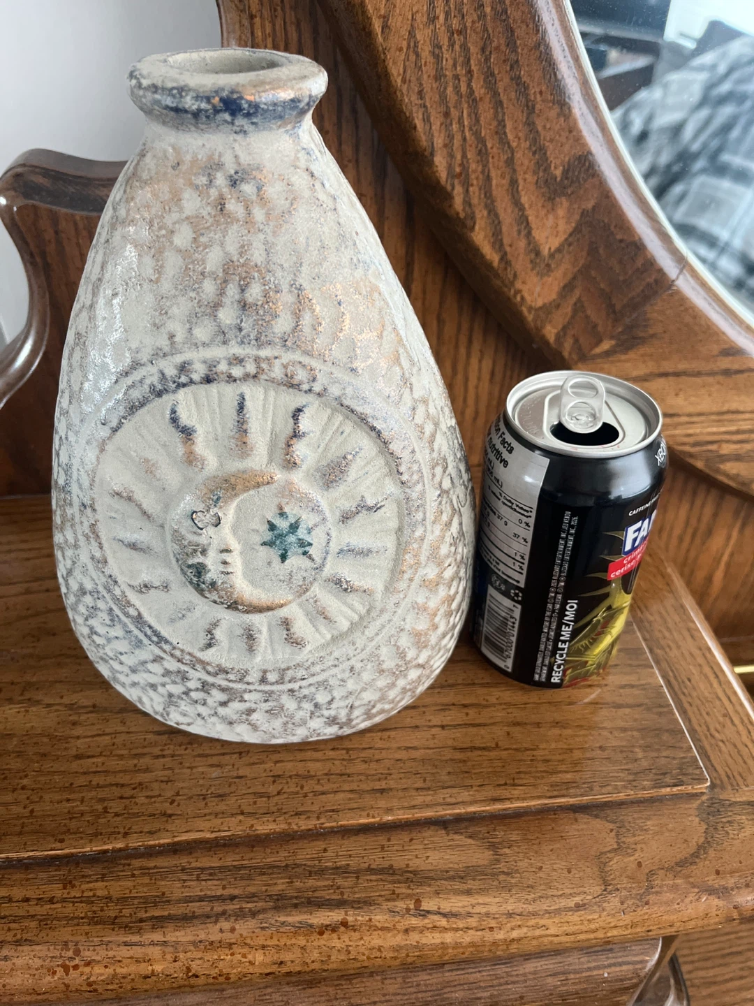 Decorative Ceramic Vase with Sun and Moon Design - photo 3