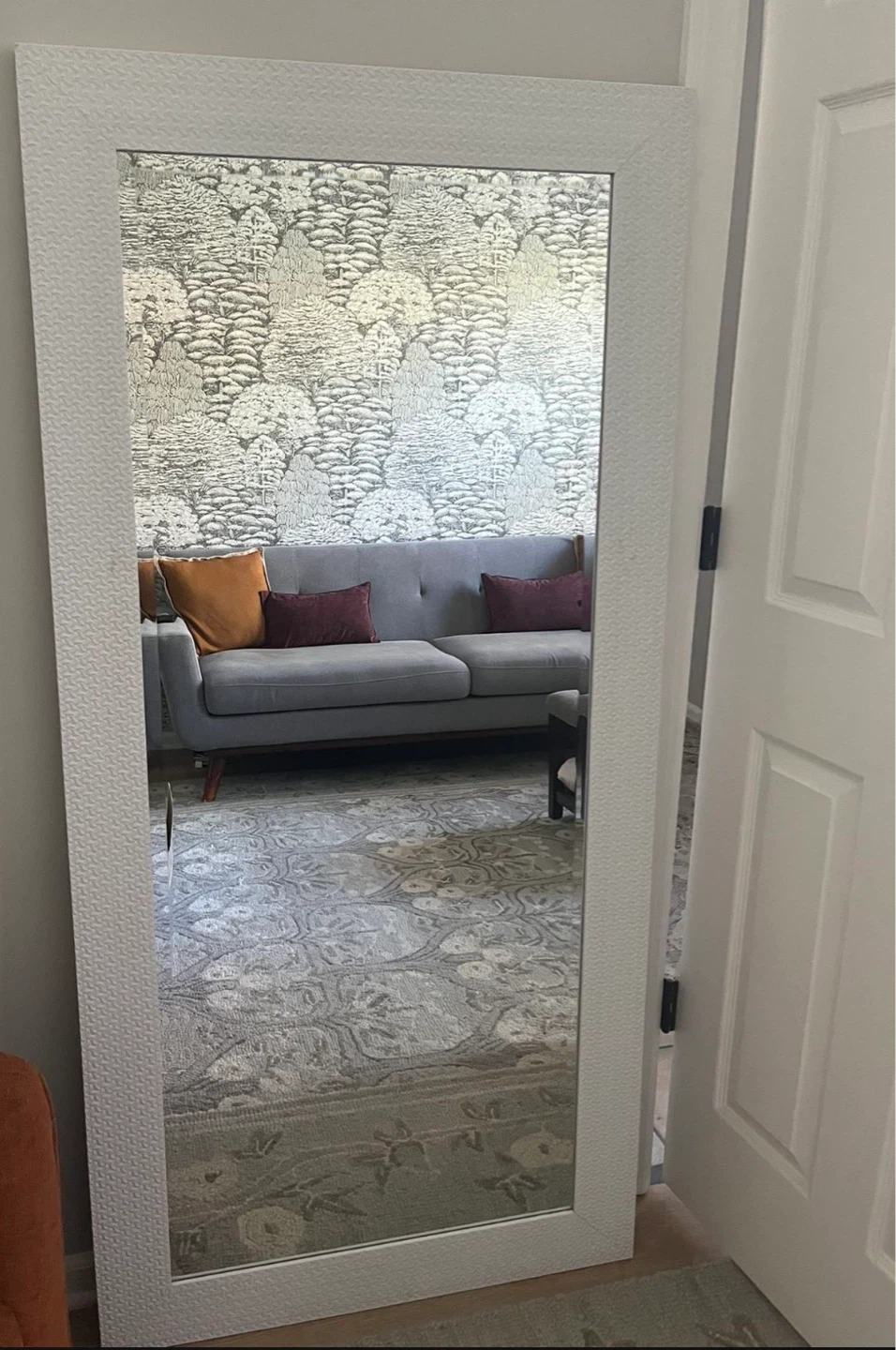 White Textured Full Length Mirror - photo 2