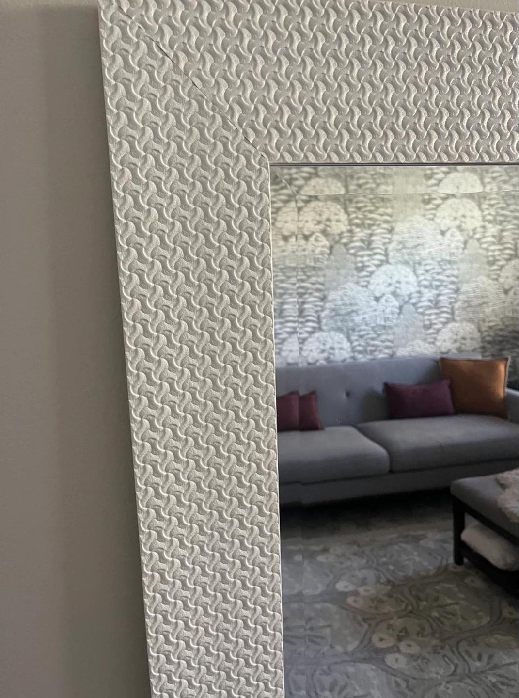 White Textured Full Length Mirror