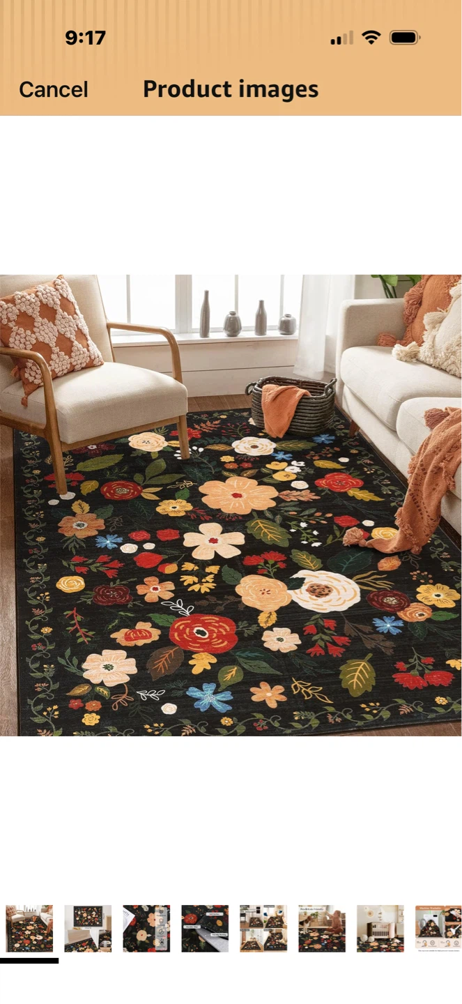 Floral Area Rug - 7ft x 5ft