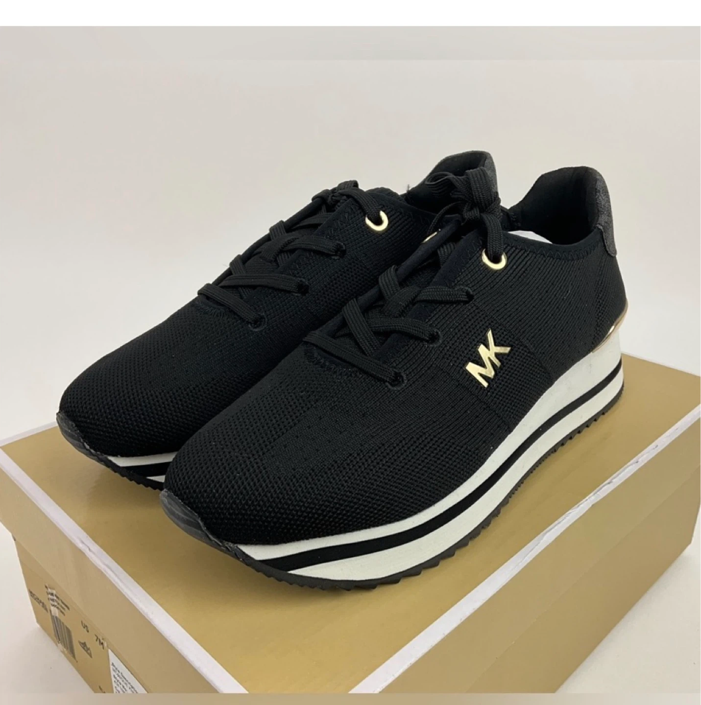 Michael Kors Black "MK" Logo Platform Sneakers