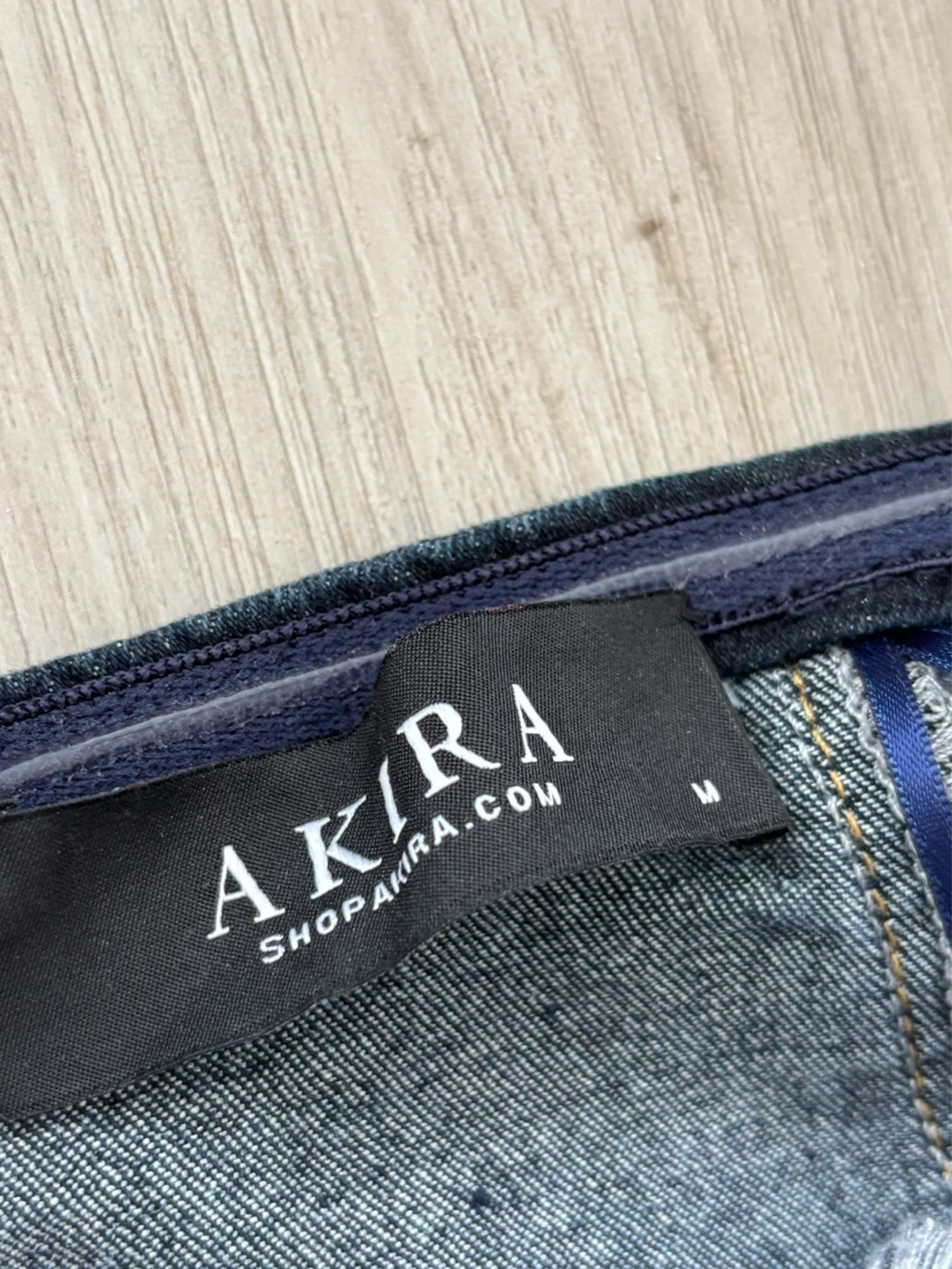 AKIRA Dark Wash Denim Corset Top With Extra Long Ties – Size M - photo 2