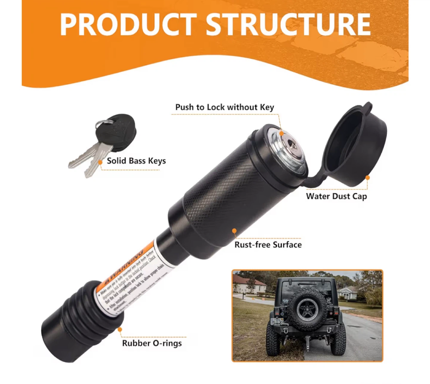 Hitch Lock with Keys for 2" Hitch Receivers