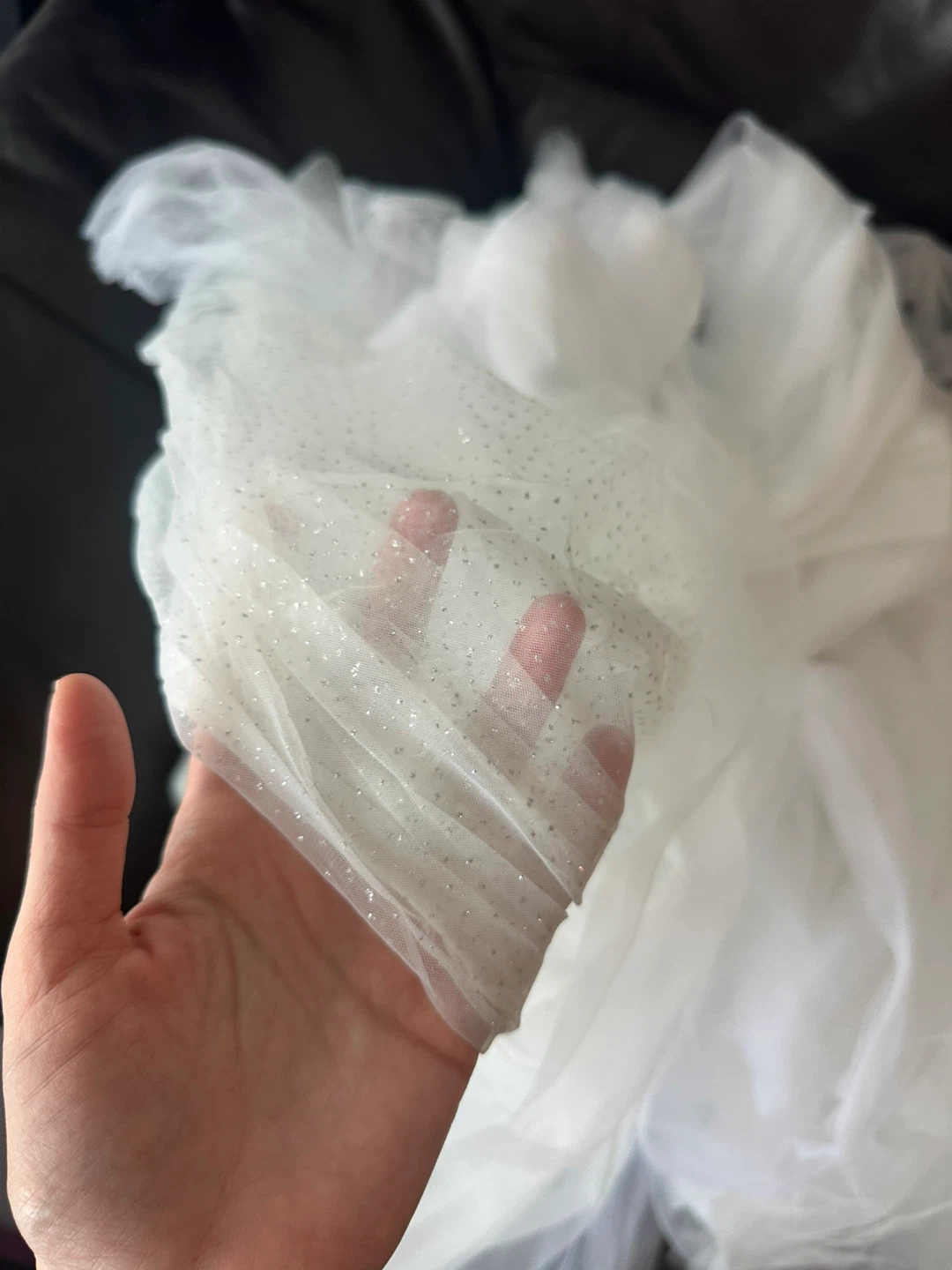 White Tulle Fabric (mix of with Glitter, plain white and ivory) - photo 2