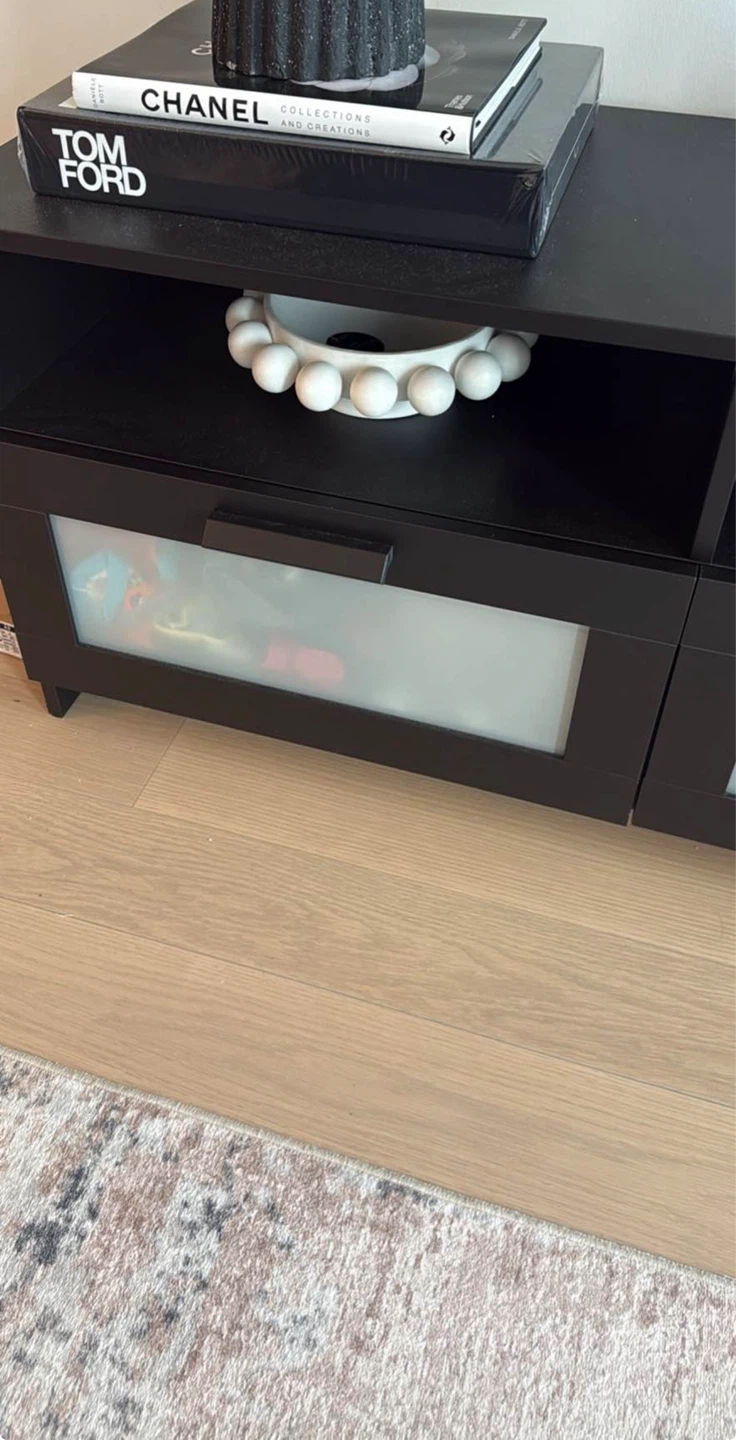 Black Media Console with Frosted Drawers - photo 2