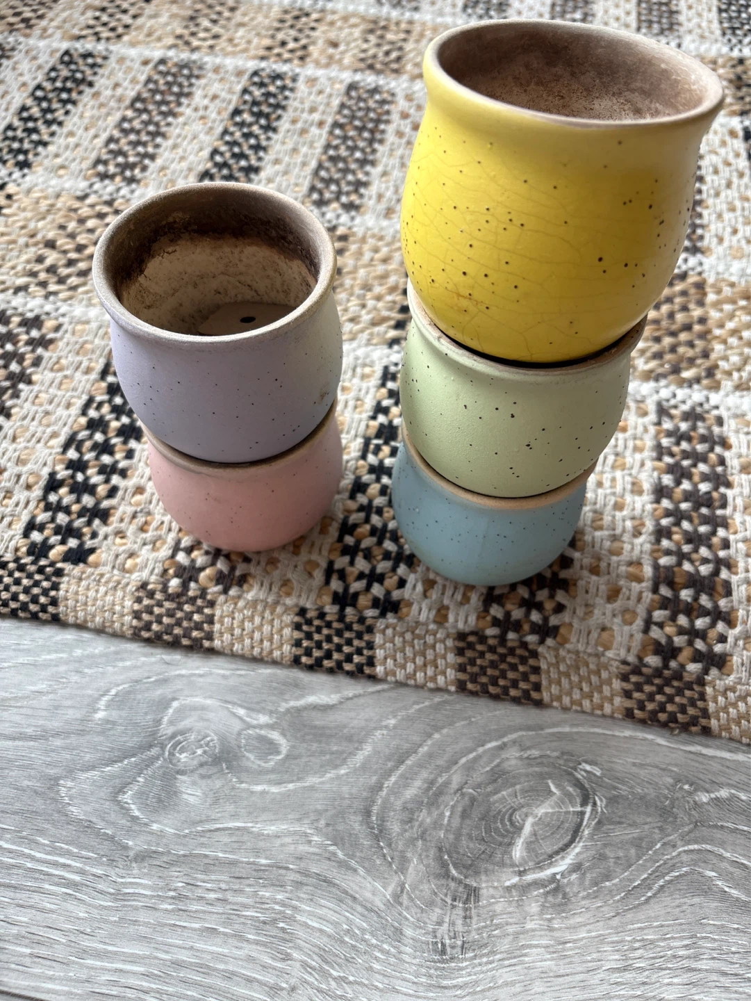 Set of 5 Small Ceramic Planters Pots - photo 4