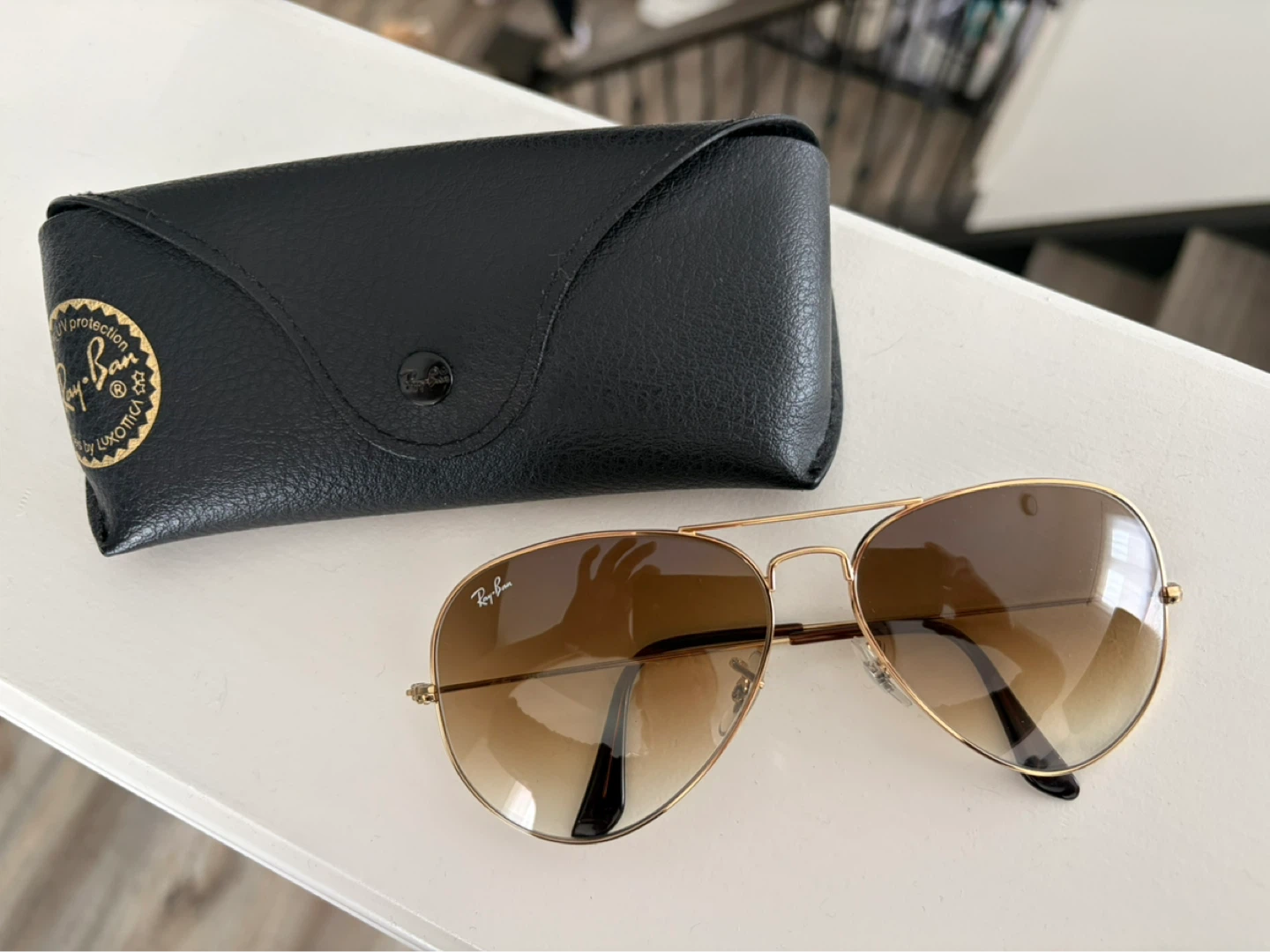 Ray-Ban Aviator Sunglasses Gold Frame Brown Gradient Lenses - photo 2