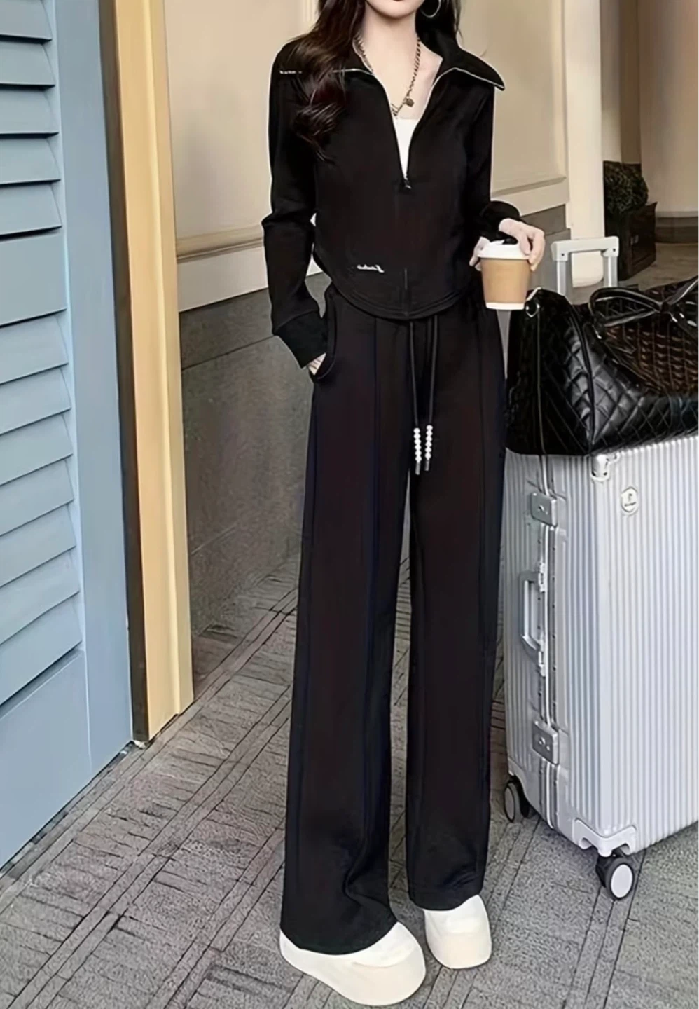 New Black Tracksuit Set