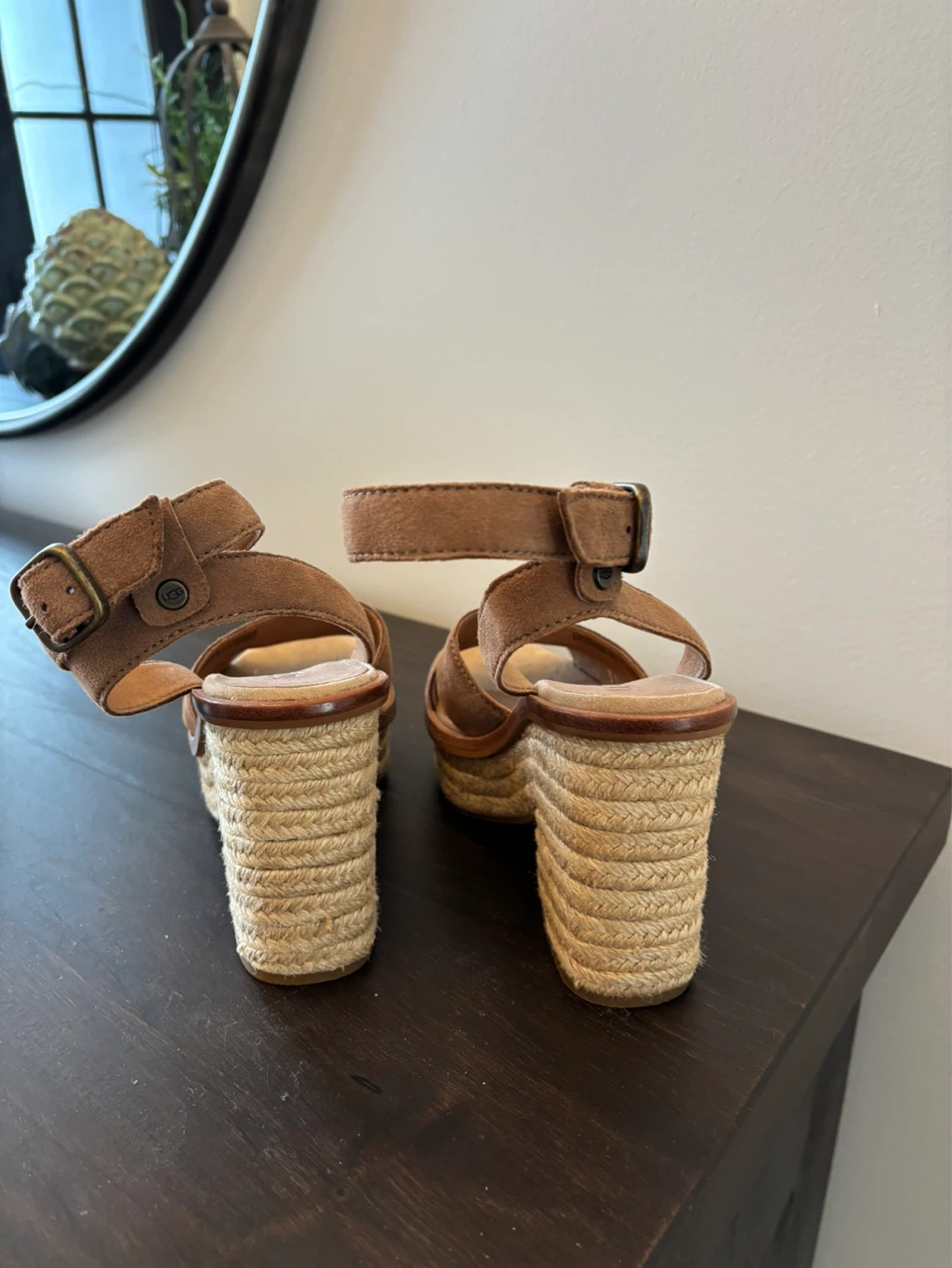 NEW Ugg Women's Brown Suede Espadrille Wedge Sandals - photo 2