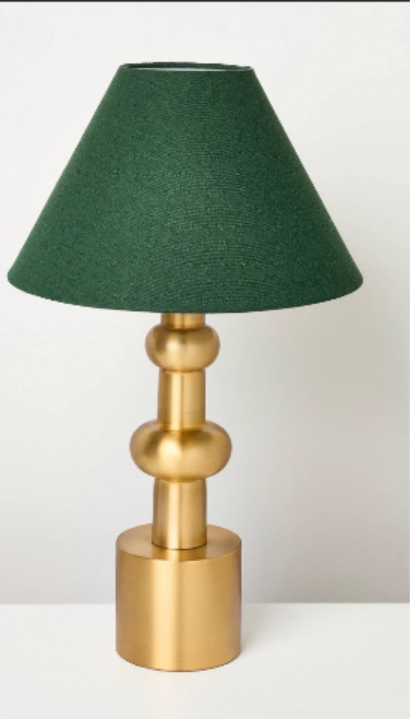 Vintage Brass Table Lamp Green Shade - Hearth & Hand Magnolia - photo 2