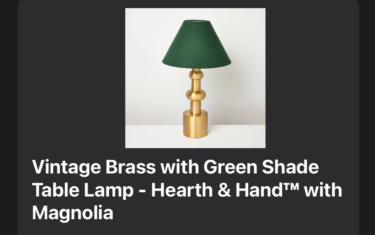 Vintage Brass Table Lamp Green Shade - Hearth & Hand Magnolia