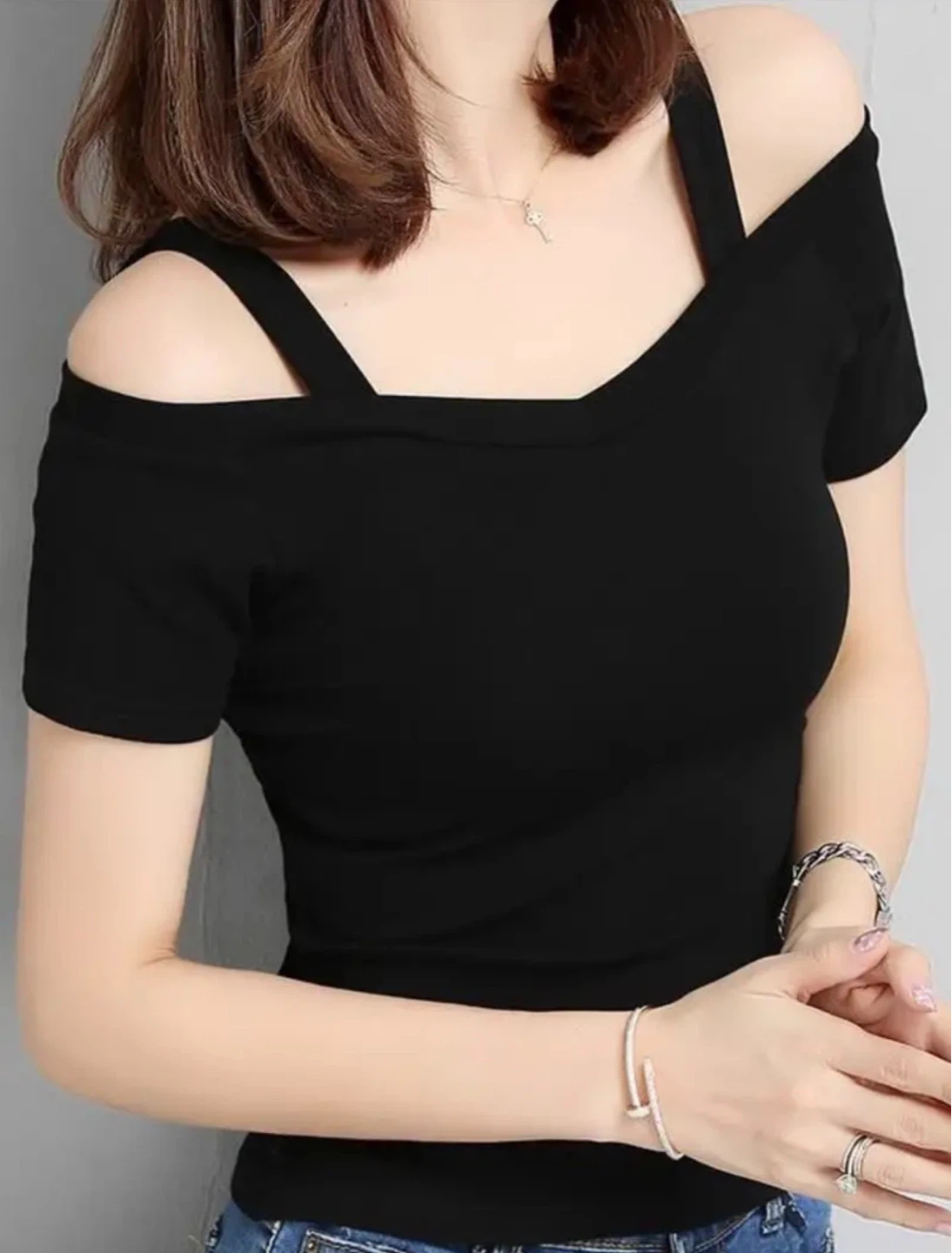 New Black Cold Shoulder T-Shirt - photo 3
