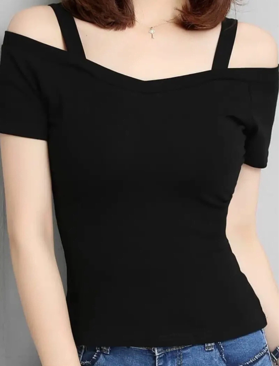 New Black Cold Shoulder T-Shirt - photo 4