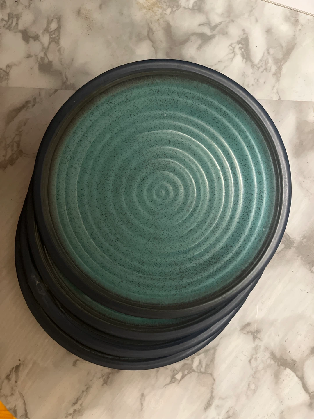 Set of 4 Dinner Plates - Teal Speckled
