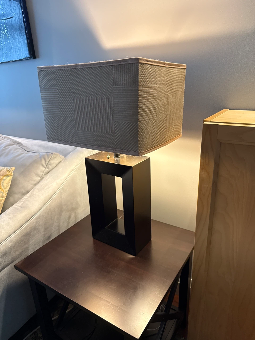 Modern Black Table Lamp with Geometric Shade - photo 3