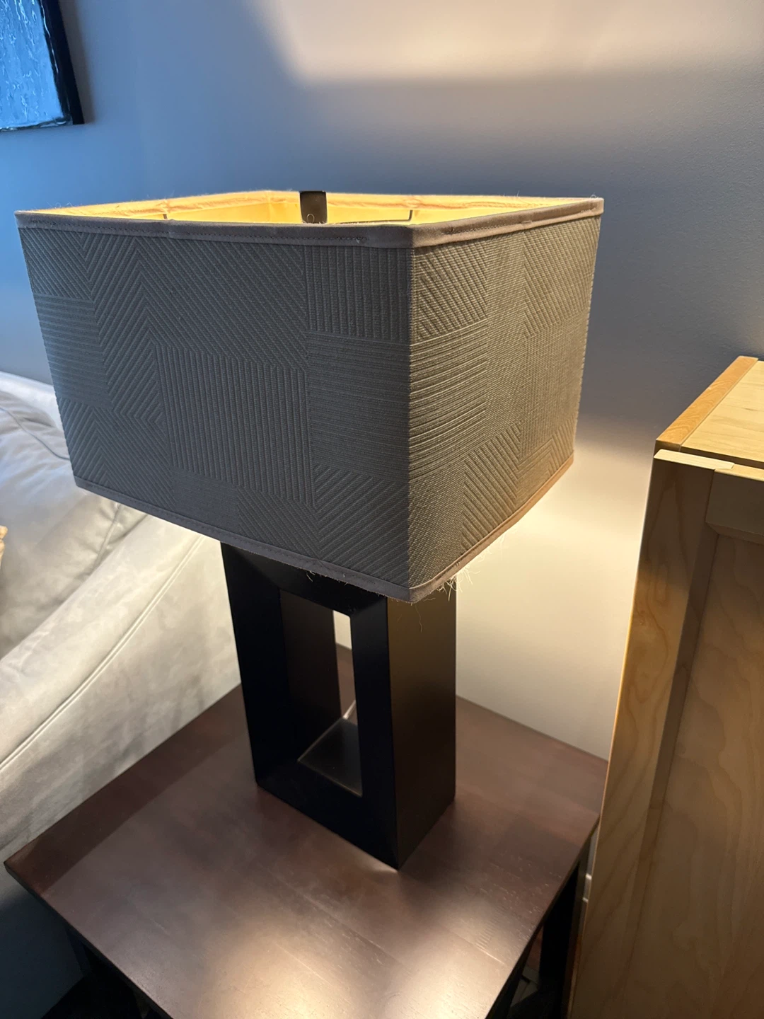 Modern Black Table Lamp with Geometric Shade - photo 2