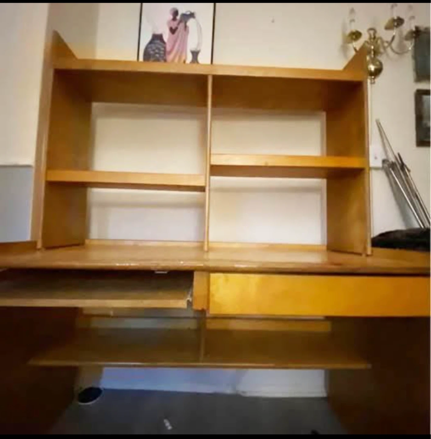 Wooden Desk with Hutch and Drawers - photo 2