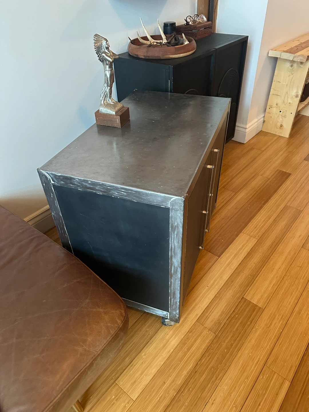 VINTAGE INDUSTRIAL STEEL FILM STORAGE CABINET BAR CART SIDEBOARD - photo 3