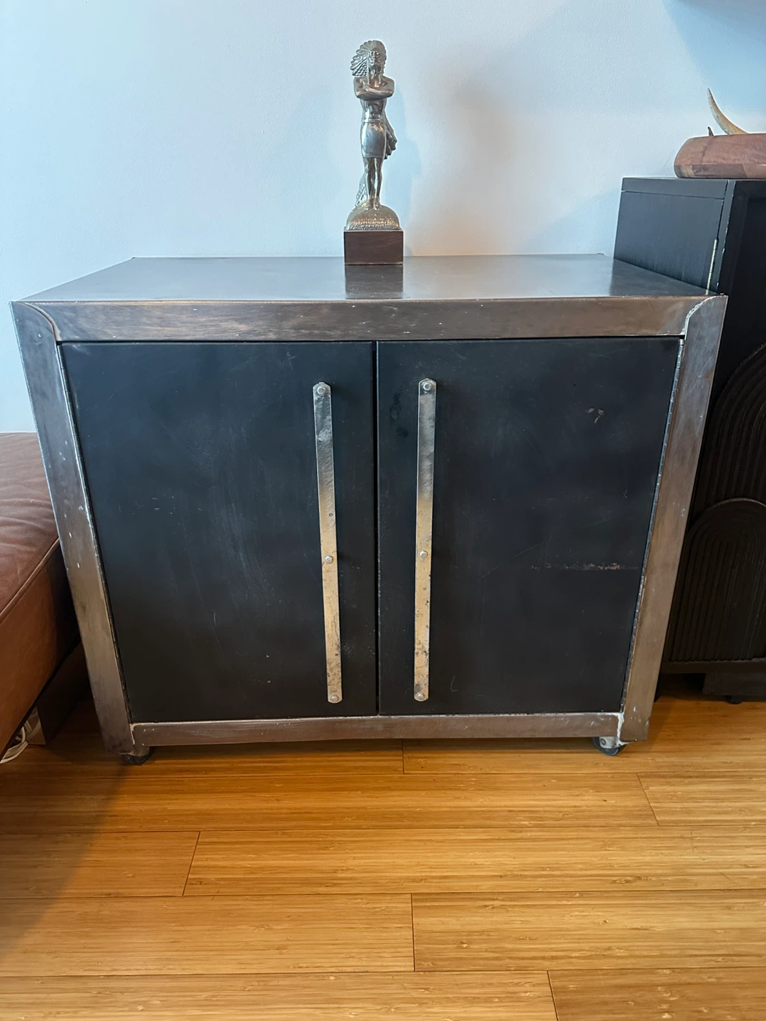 VINTAGE INDUSTRIAL STEEL FILM STORAGE CABINET BAR CART SIDEBOARD