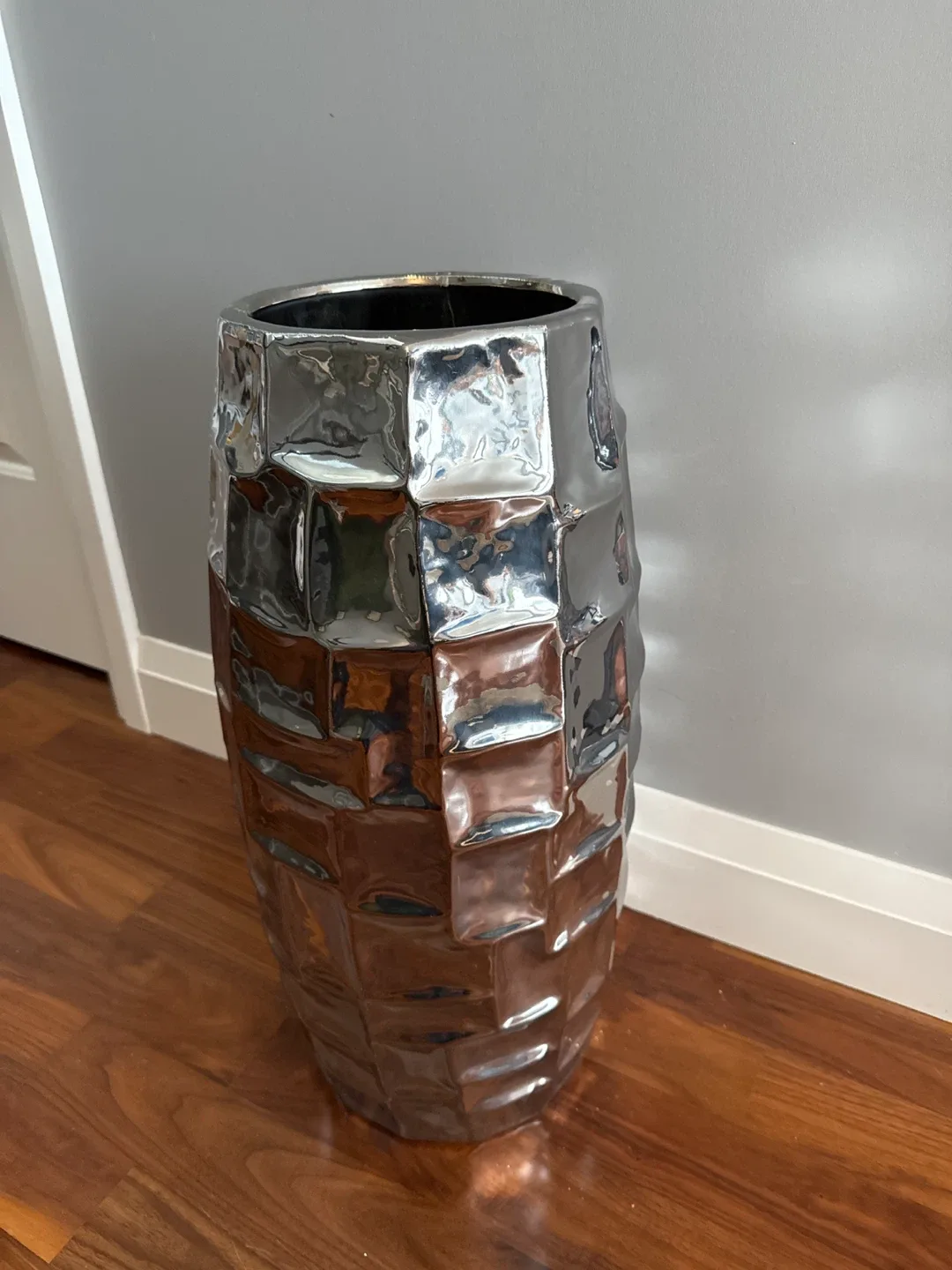 Silver Ceramic Decorative Vase
