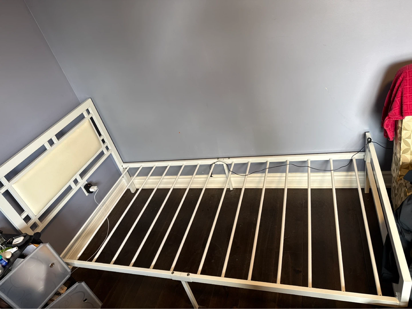 White Metal Daybed Frame with Upholstered Headboard