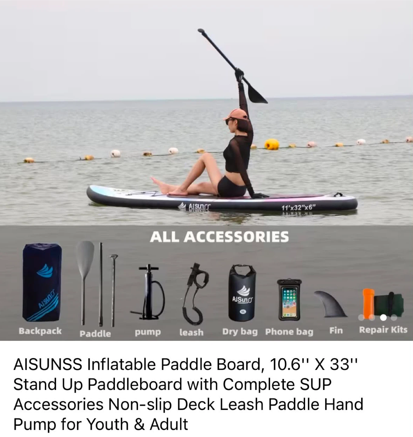 AISUNSS Inflatable Paddle Board - 10.6" (Brand New) - photo 3