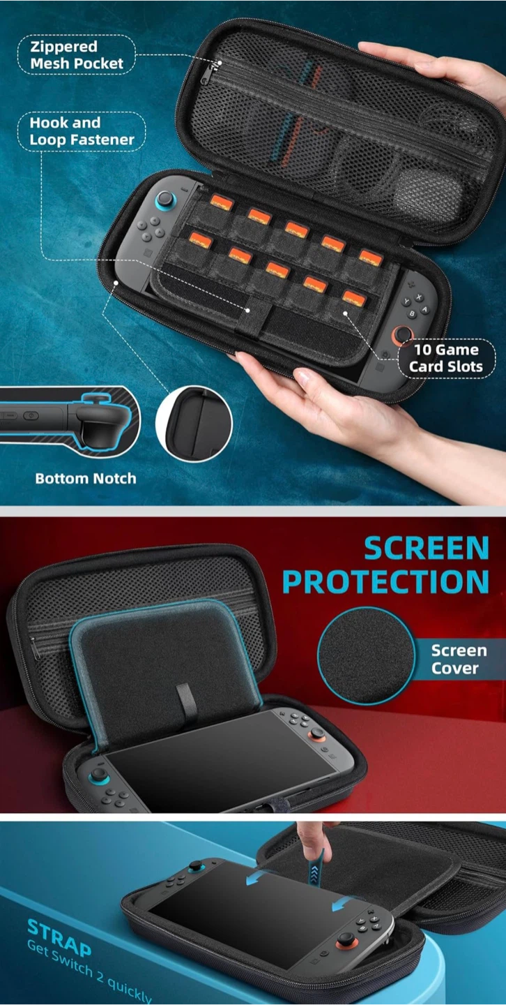 Nintendo Switch 2 Carrying Case with Game Storage, black - photo 5
