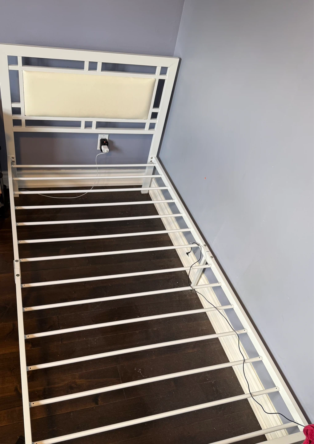 White Metal Daybed Frame with Upholstered Headboard - photo 3
