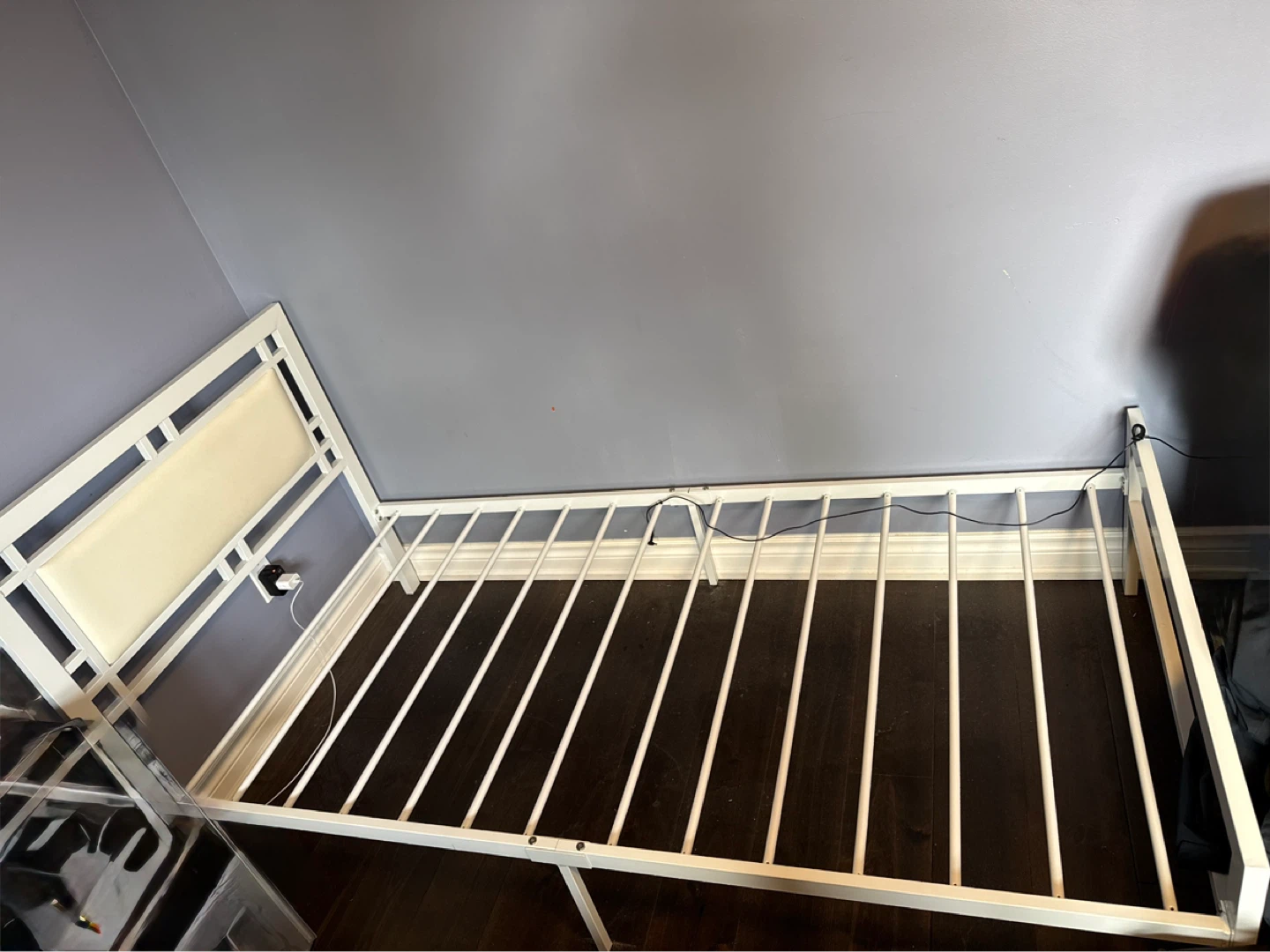 White Metal Daybed Frame with Upholstered Headboard - photo 4