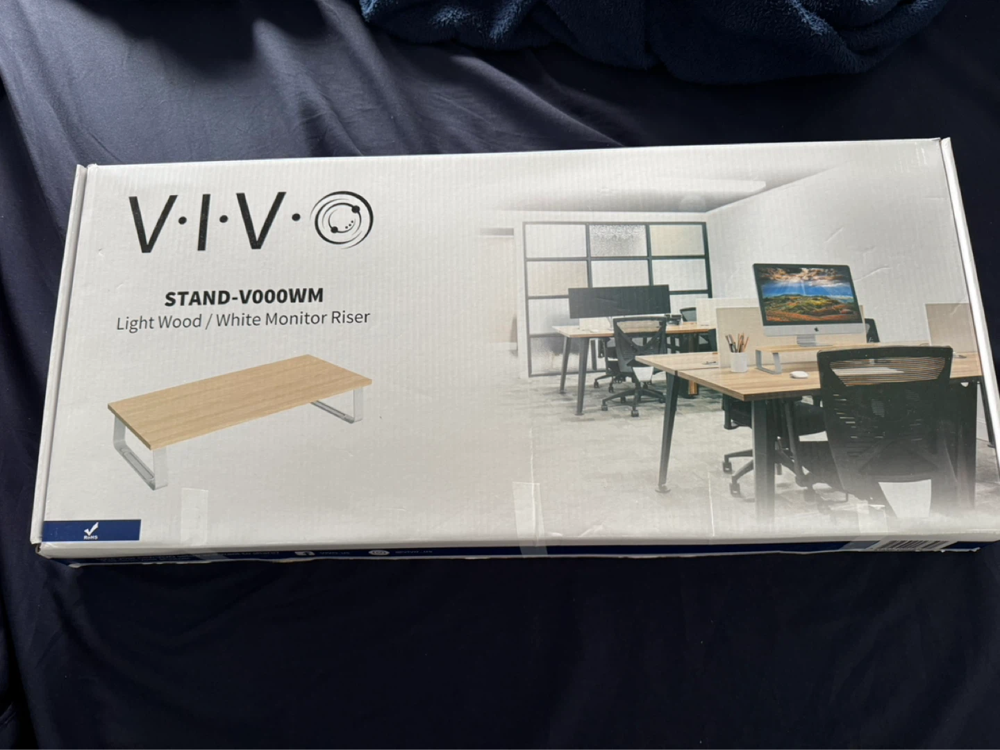 VIVO Light Wood/White Monitor Riser Stand-V000WM