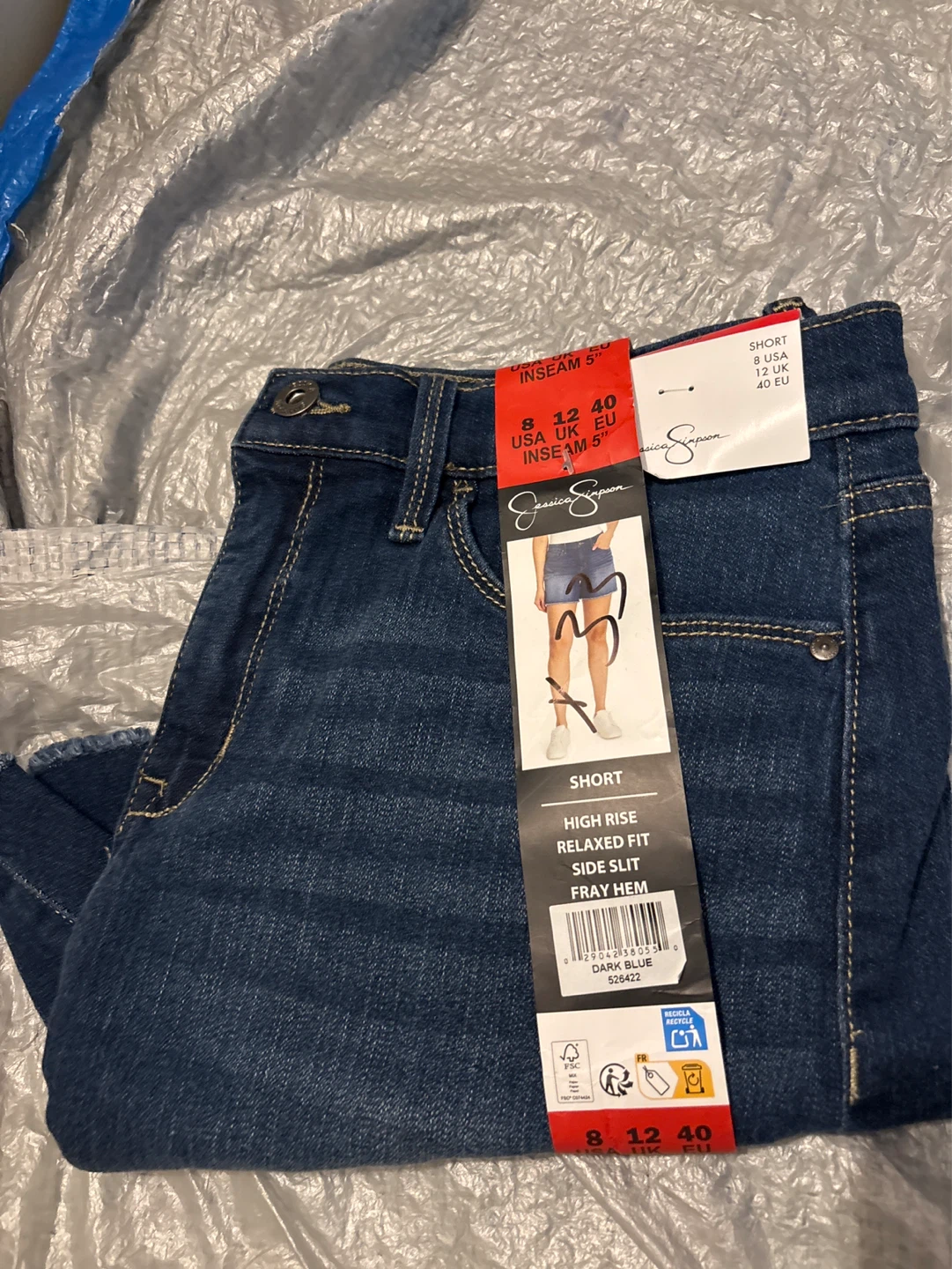 Jessica Simpson High Rise Relaxed Fit Denim Short Size 8