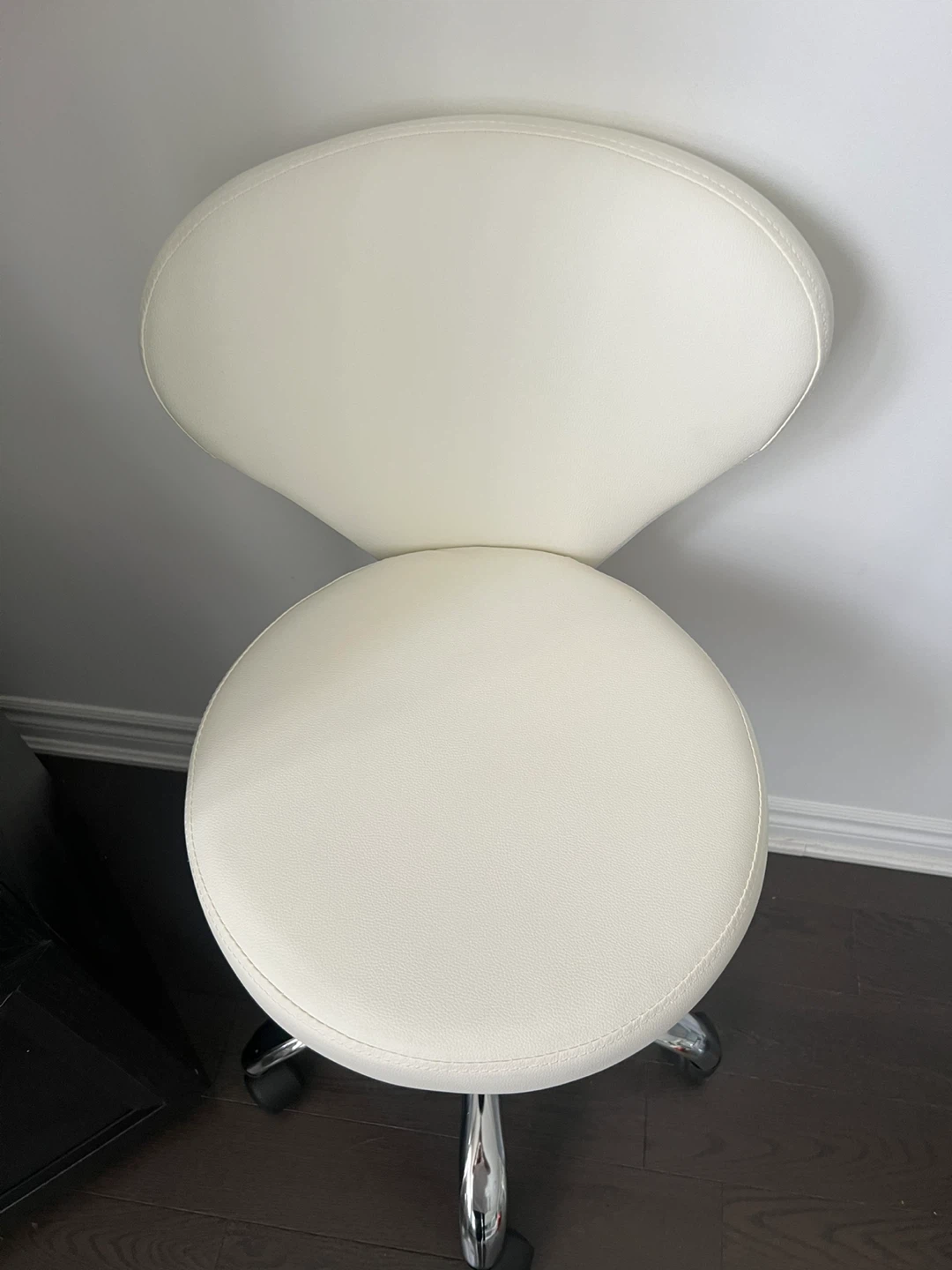 White Adjustable Rolling Stool Chair - photo 2