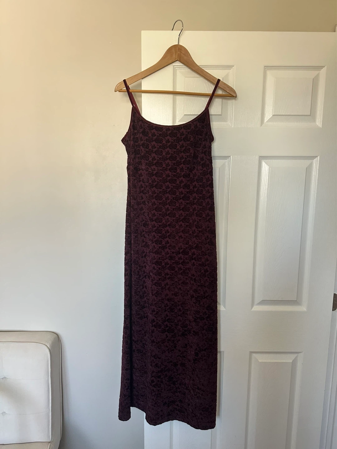 Jacob Floral Velvet Burgundy Slip Dress